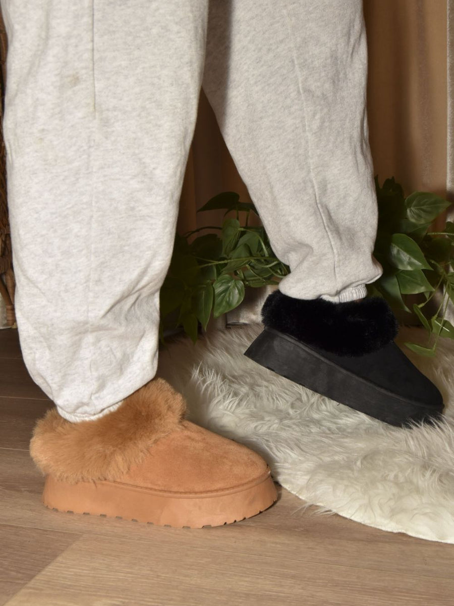 WILD DIVA Faux-Fur Platform Slip On Booties - Opulent Empire