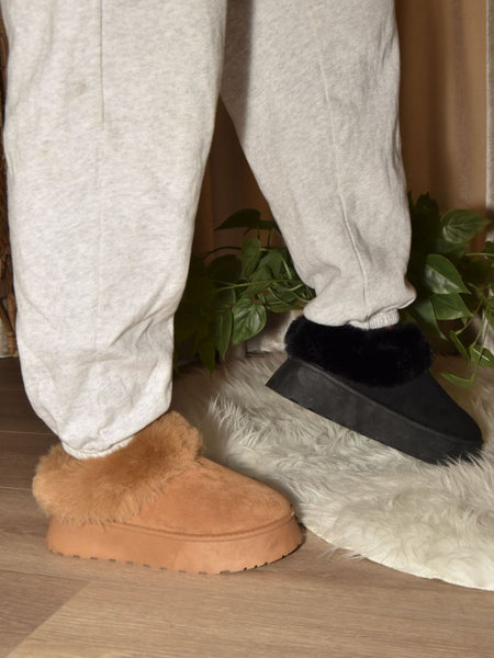 WILD DIVA Faux-Fur Platform Slip On Booties - Opulent Empire