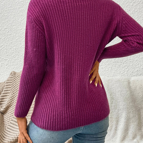 Ribbed Turtle Neck Long Sleeve Sweater