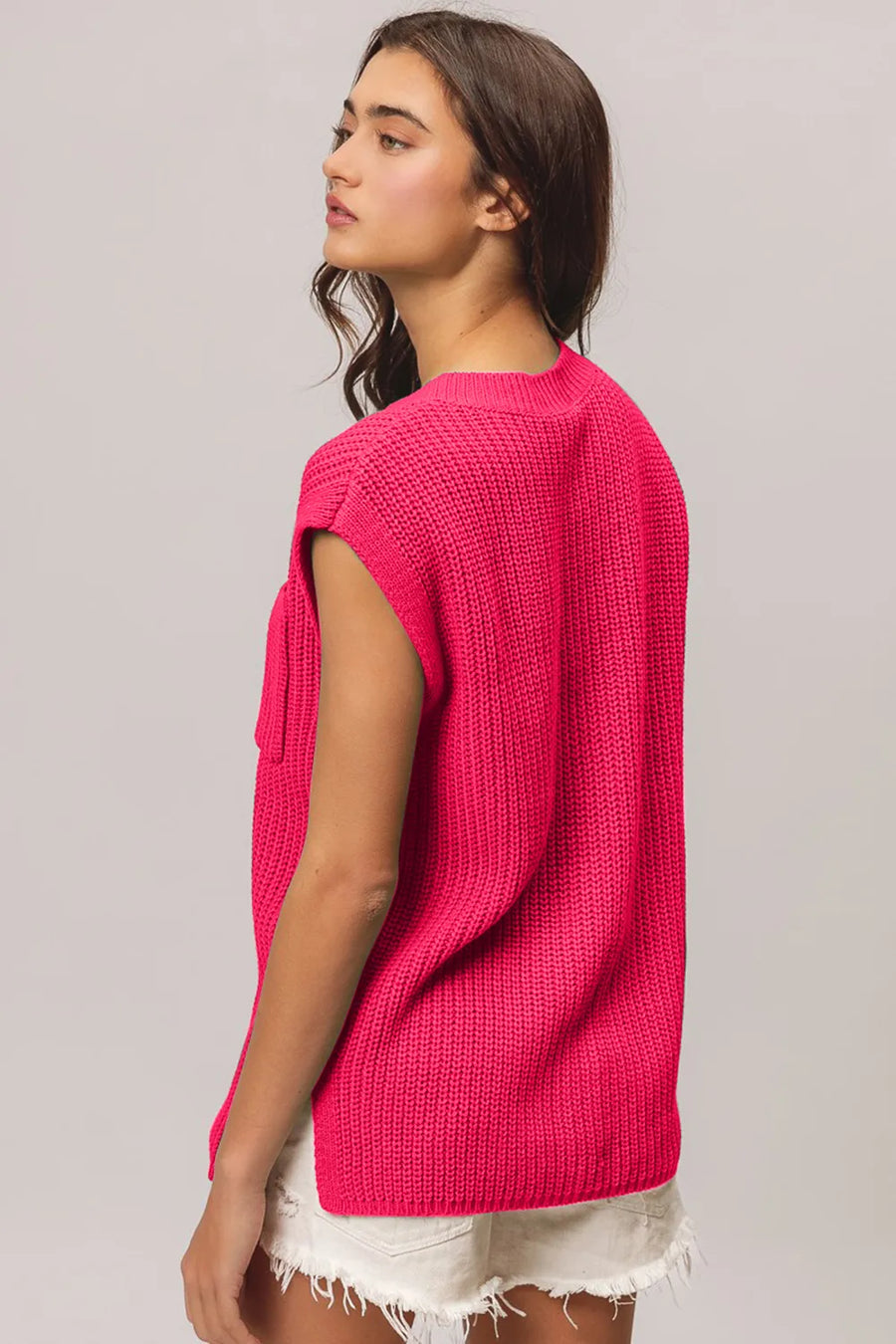 Darcy Valmont — BiBi Patch Pocket Cap Sleeve Sweater Top, alternate view 2