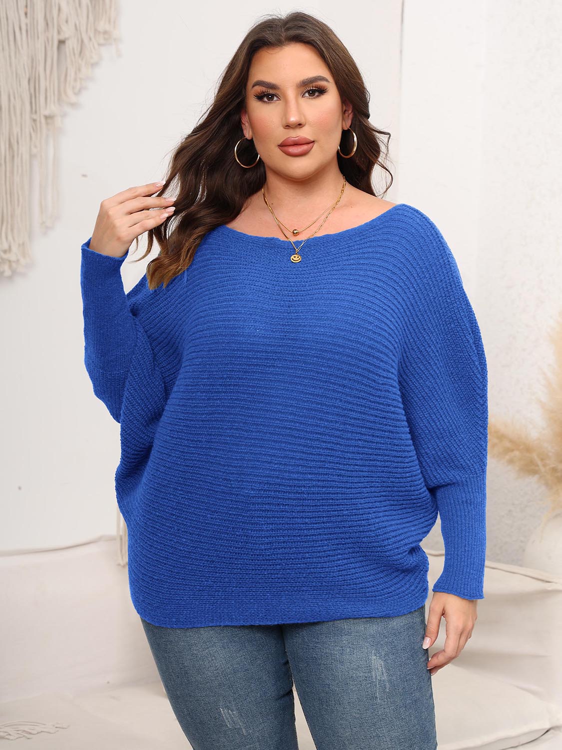 Sage Moreau — Full Size Boat Neck Batwing Sleeve Sweater, alternate view 3