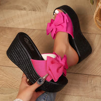 Gray Fiorenza — Bow Open Toe Platform Wedge Sandals Fashion Footwear, alternate view 3