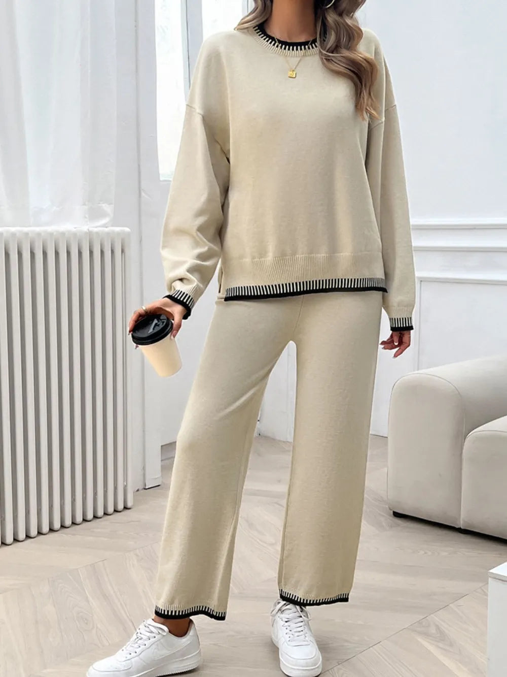Marlowe Valmont — Devine Round Neck Dropped Shoulder Top and Pants Sweater Set, alternate view 9
