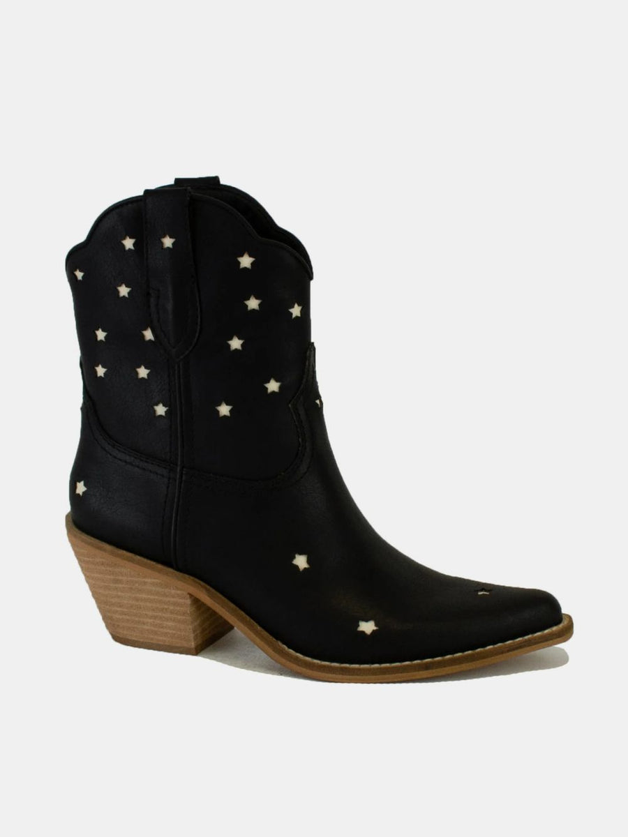 Beast Fashion Faux Leather Star-Shaped Cutouts Point Toe Boots - Opulent Empire
