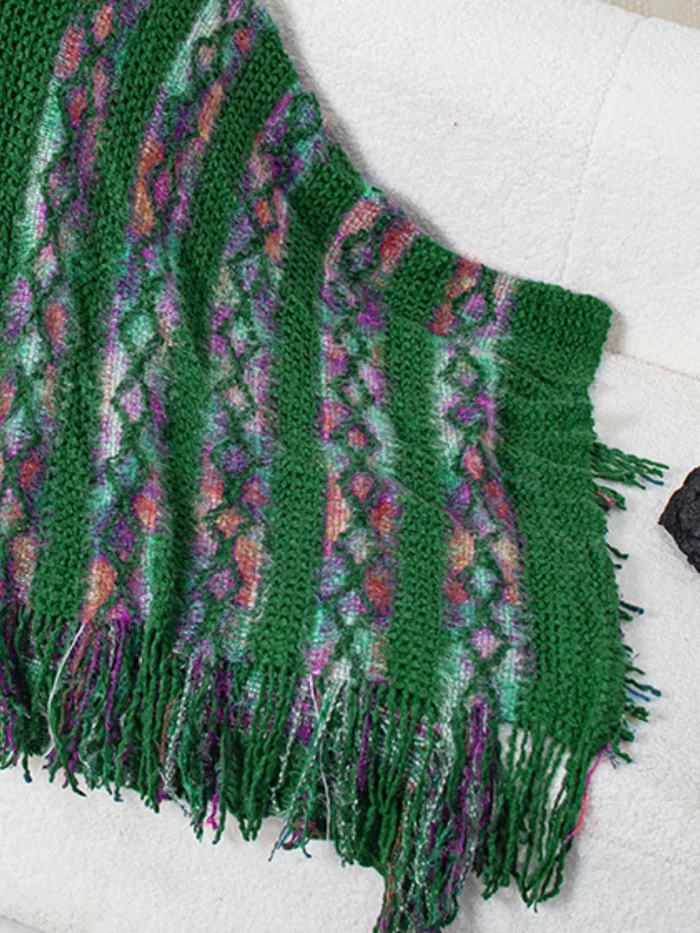 Aster Versailles — Fringe Contrast Hooded Poncho, alternate view 21