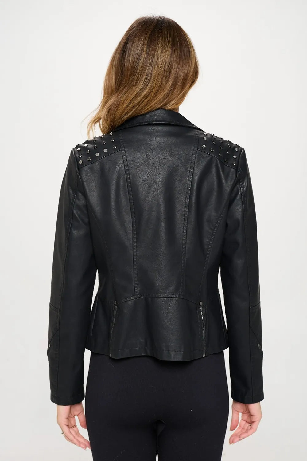 Lake Saint-Clair — Coalition LA Studded Classic Moto Faux Leather Jacket, alternate view 2