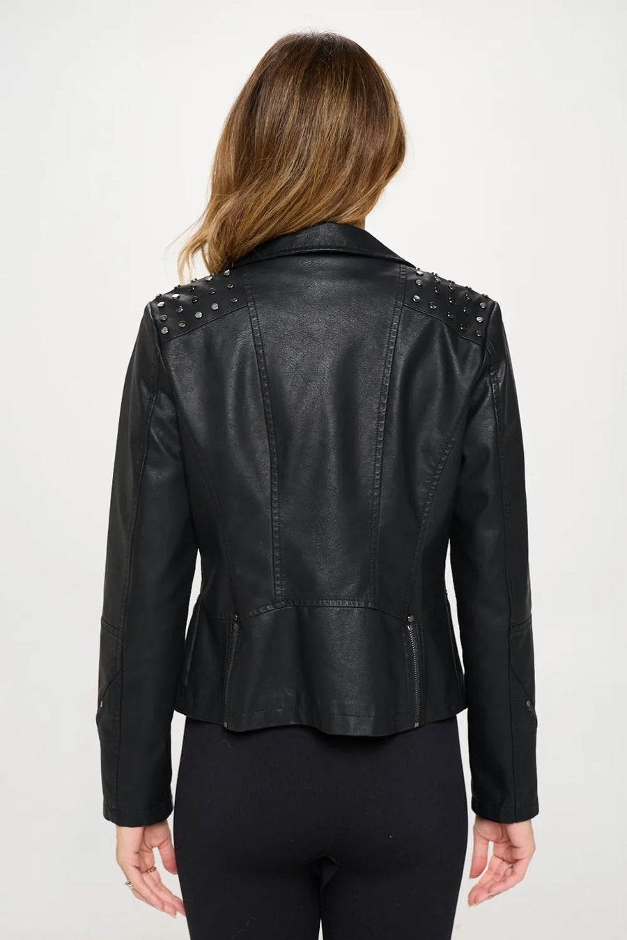 Lake Saint-Clair — Coalition LA Studded Classic Moto Faux Leather Jacket, alternate view 2