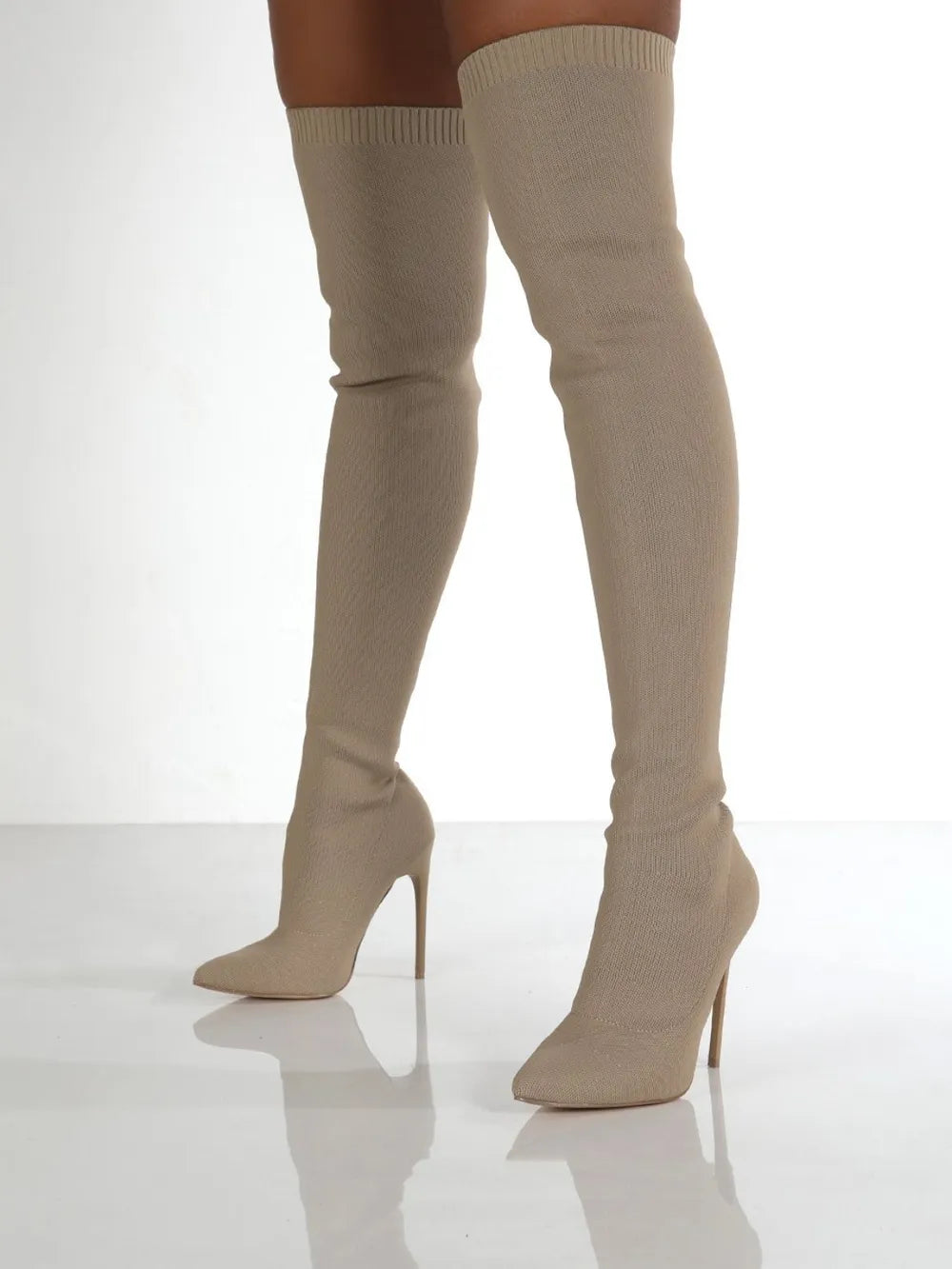 Rain Marino — Point Toe Over Knee Stiletto Boots Fashion Footwear, alternate view 2
