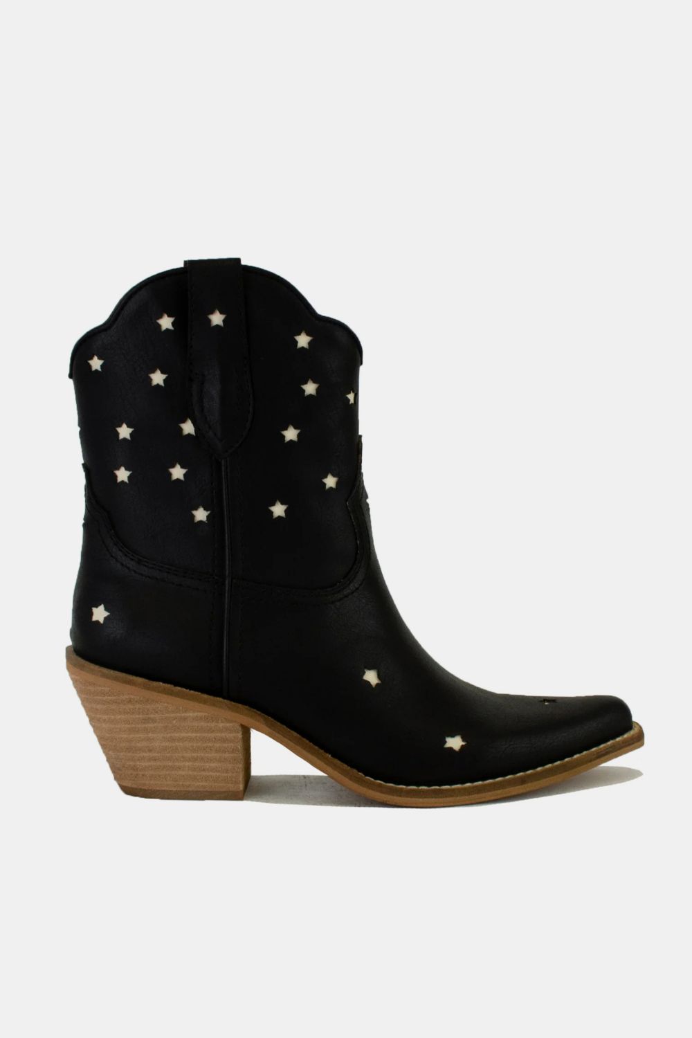 Perrin Laurent — Beast Fashion Faux Leather Star-Shaped Cutouts Point Toe Boots Black Fashion Footwear