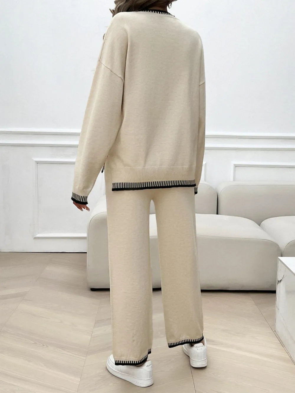 Marlowe Valmont — Devine Round Neck Dropped Shoulder Top and Pants Sweater Set, alternate view 7