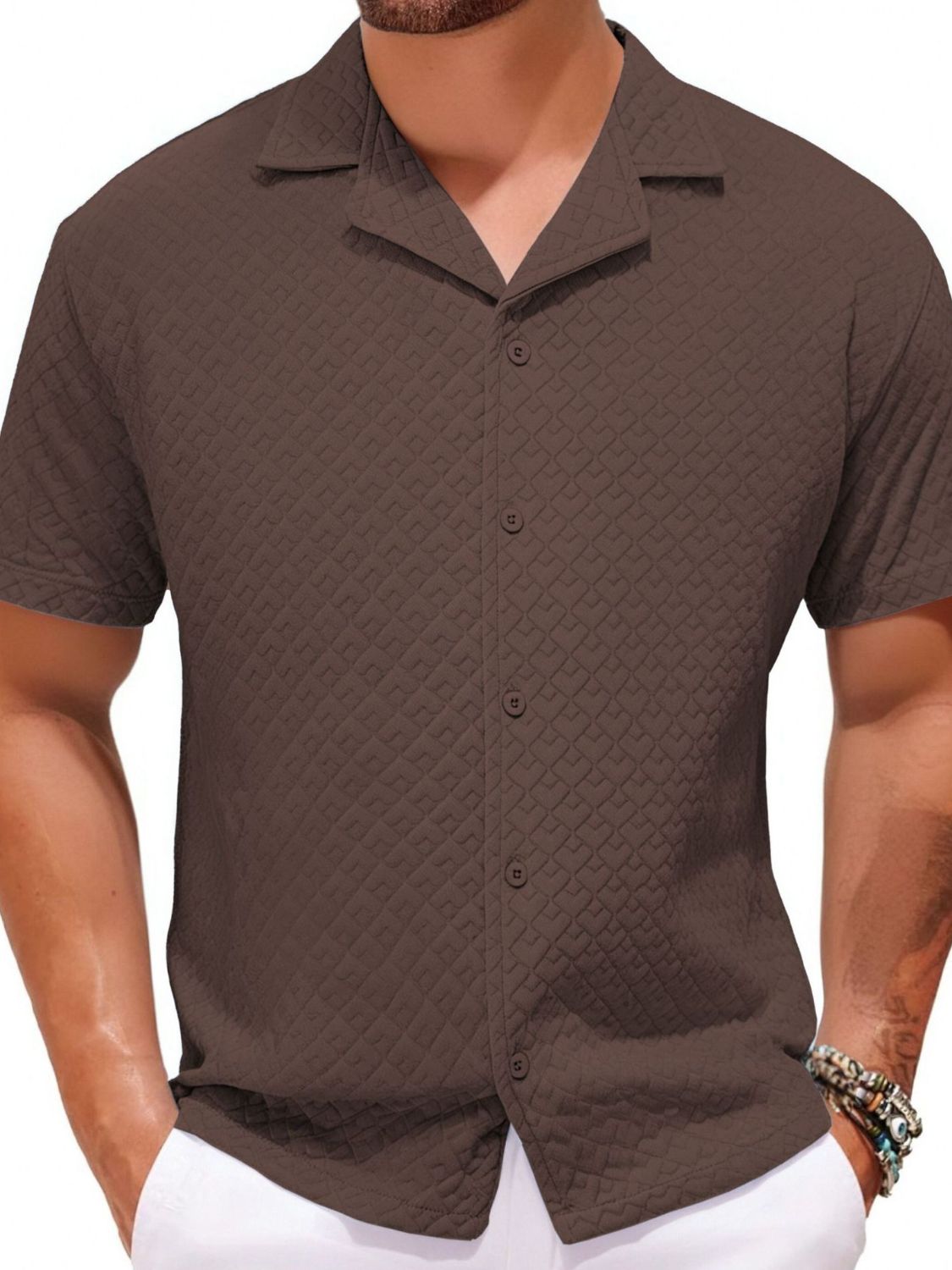 Cassian — Men's Plus Size Button Down Short Sleeve Shirt, alternate view 4