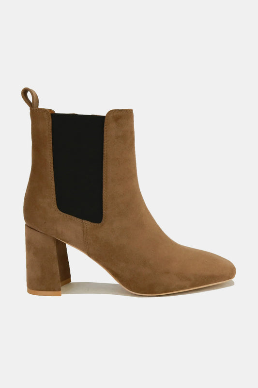 Beast Fashion Faux Suede Block Heel Chelsea Boots with Elastic Side Panel - Opulent Empire