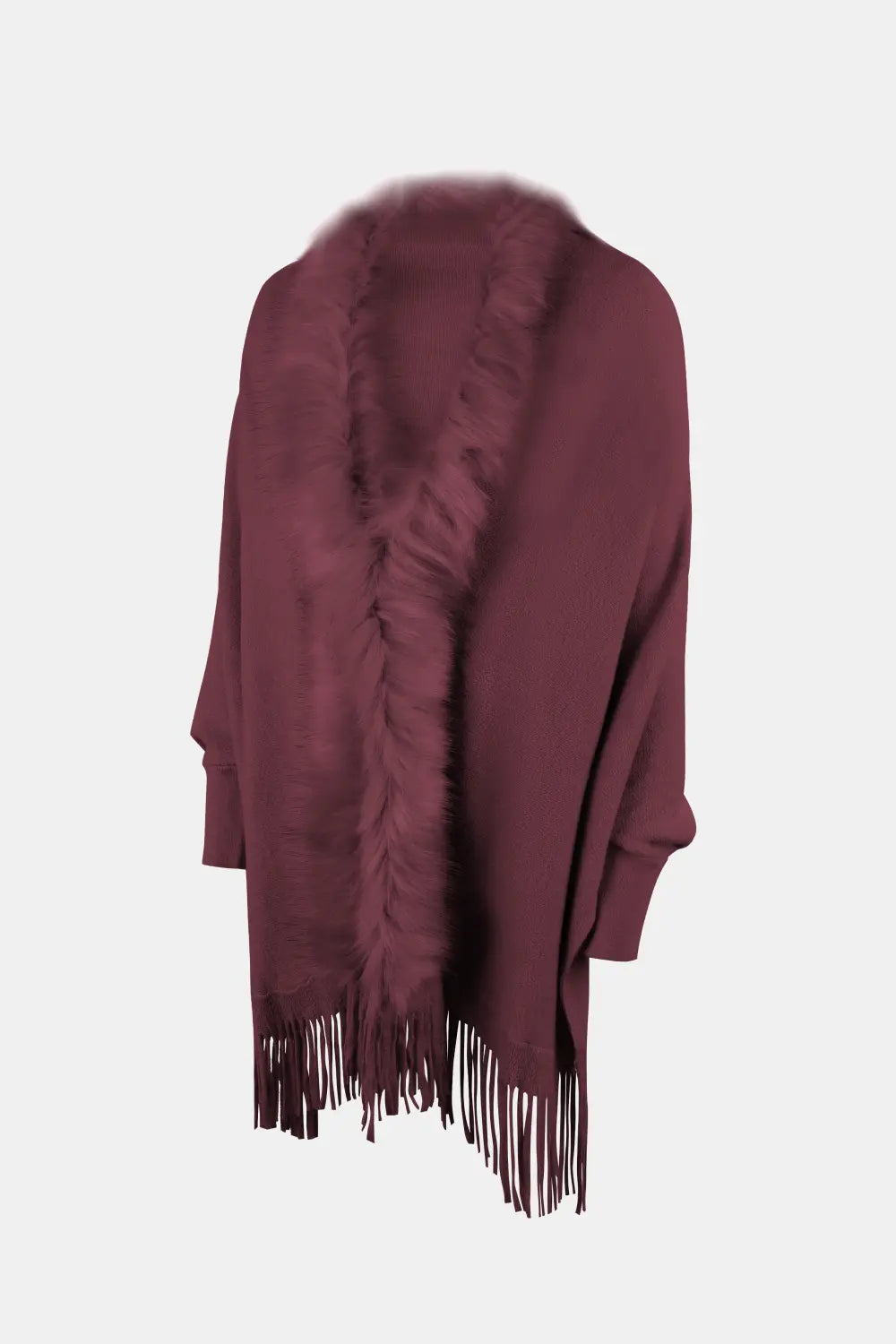 Blaise Versailles — Fringe Open Front Long Sleeve Poncho, alternate view 6