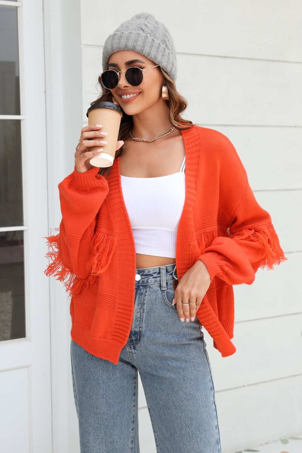 Rowan Rivière — Angel Wings Fringe Trim Open Front Cardigan, alternate view 12