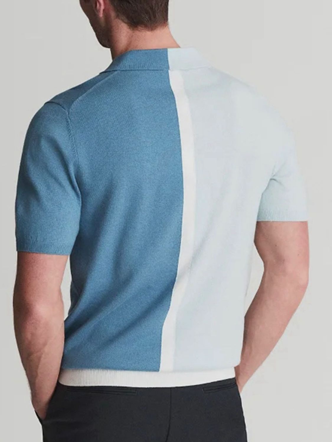 Hadrian Beaumont — Men's Plus Size Two-Tone Short Sleeve Polo Cerulean Men's Tailored Shorts, alternate view 3
