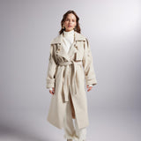 Accessorized Wool Blended Cashmere Maxi Woody Ecru Coat-0
