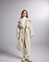 Accessorized Wool Blended Cashmere Maxi Woody Ecru Coat-0