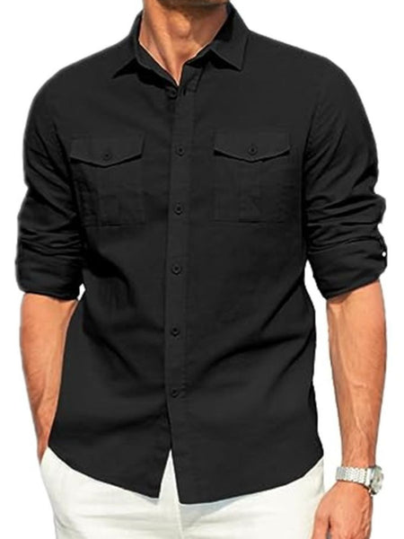 Men's Plus Size Button Down Collared Neck Long Sleeve Shirt - Opulent Empire