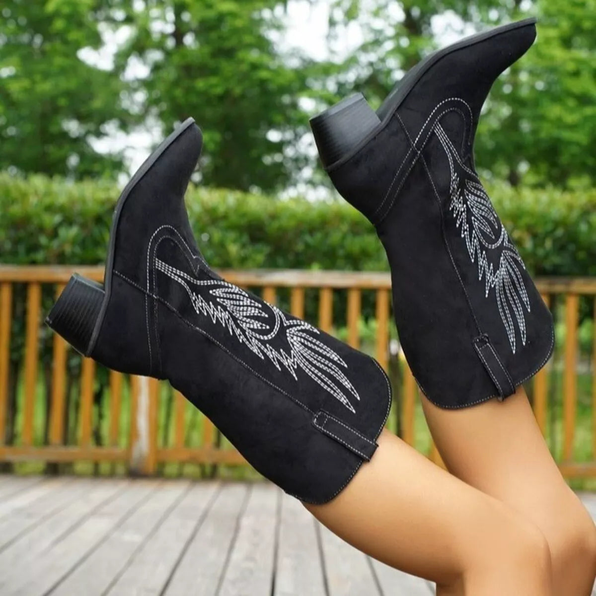 Ciel Sorrento — Point Toe Block Heels Boots Fashion Footwear, alternate view 3