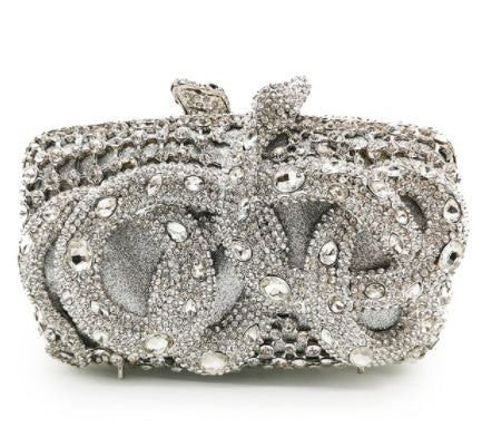 Python Diamond-studded Dinner Bag Magnetic Clasp Chain Clutch