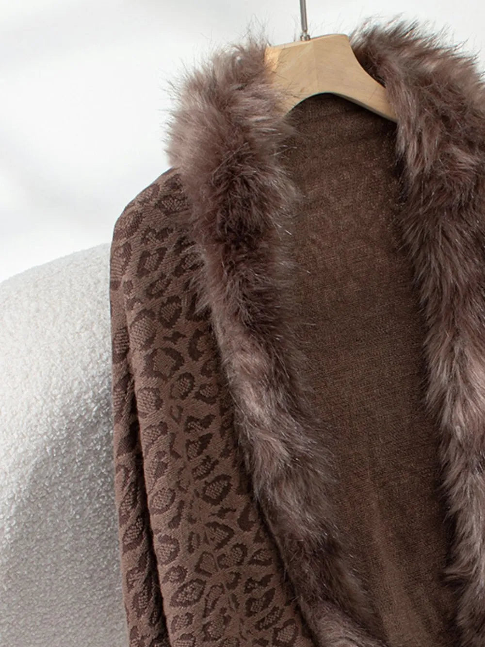 Rain Sorrento — Fringe Leopard Open Front Long Sleeve Poncho, alternate view 16