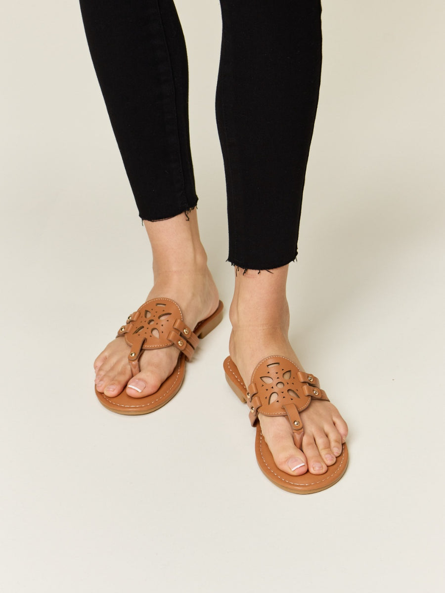 Forever Link Cutout PU Leather Open Toe Sandals - Opulent Empire