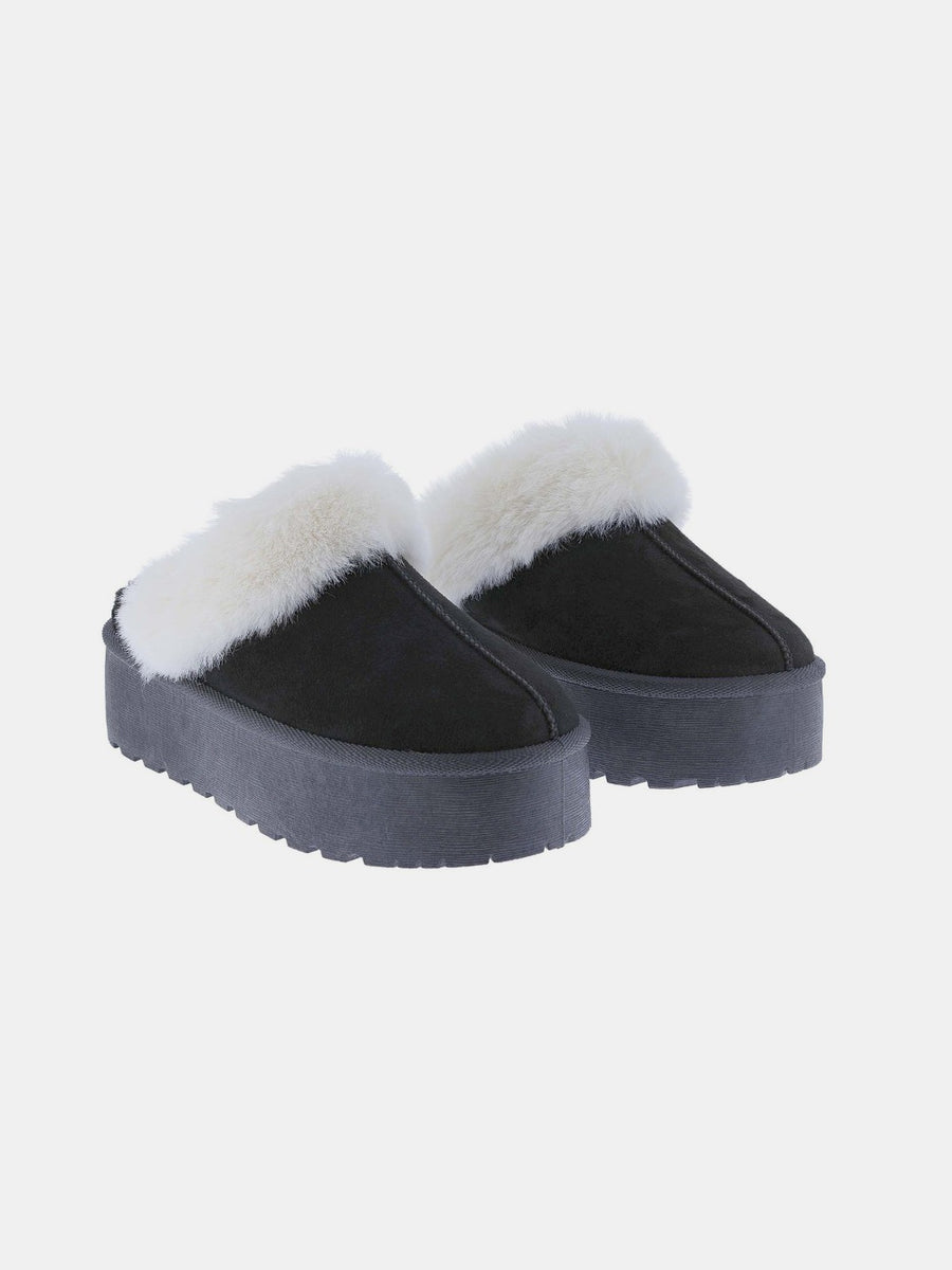Weeboo Thick Bottom Fur Trim Snow Slippers - Opulent Empire