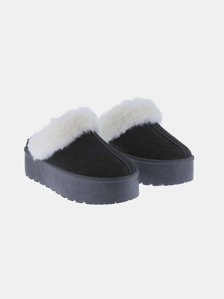 Weeboo Thick Bottom Fur Trim Snow Slippers - Opulent Empire