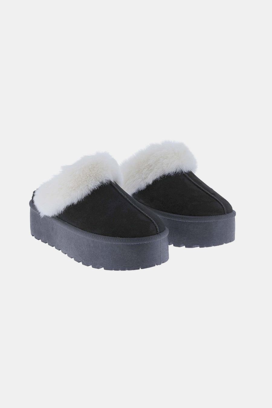 Sasha Montclair — Weeboo Thick Bottom Fur Trim Snow Slippers Black Fashion Footwear, alternate view 2