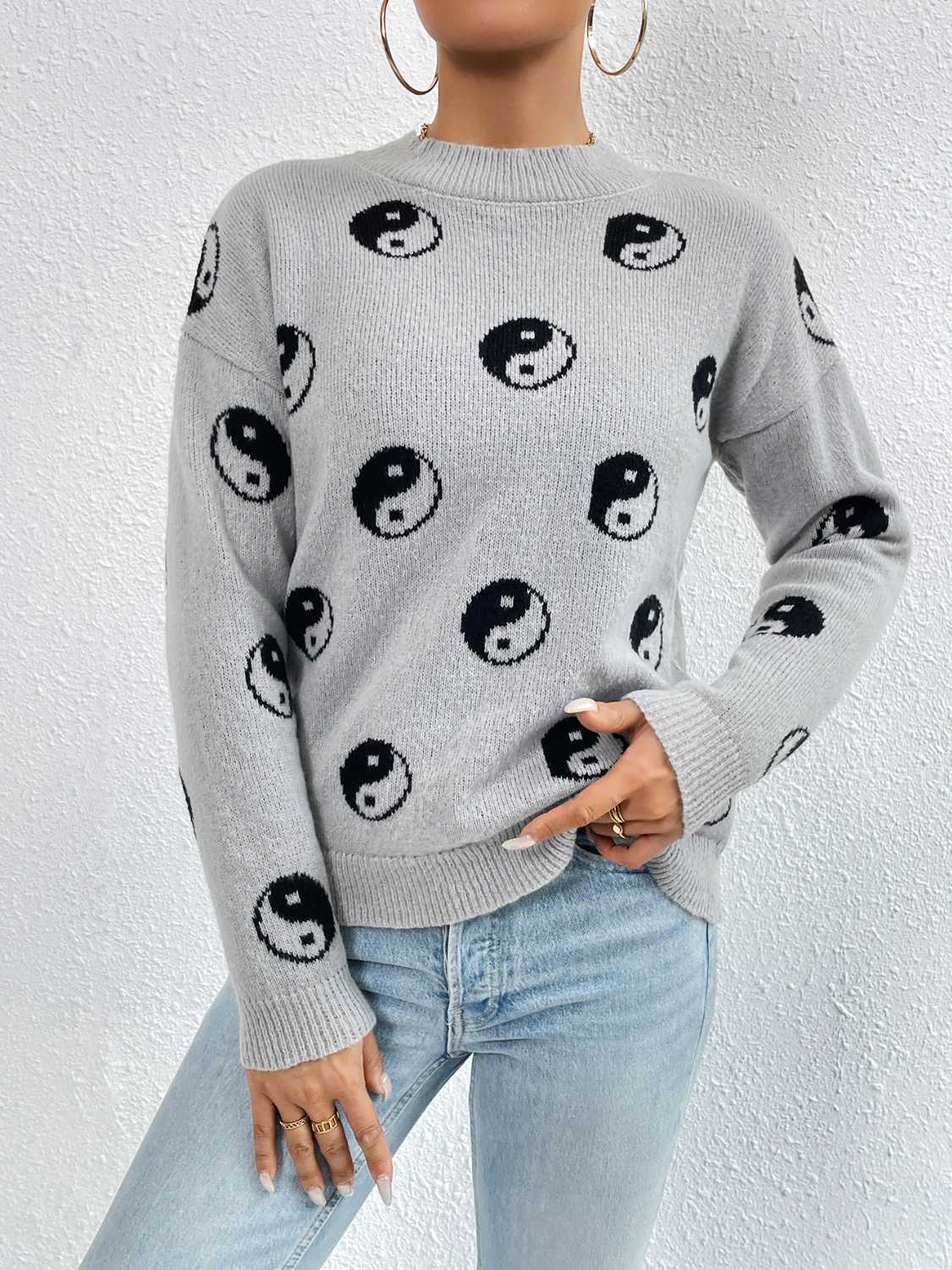 Ocean Delacroix — Patterned Drop Shoulder Sweater, alternate view 5