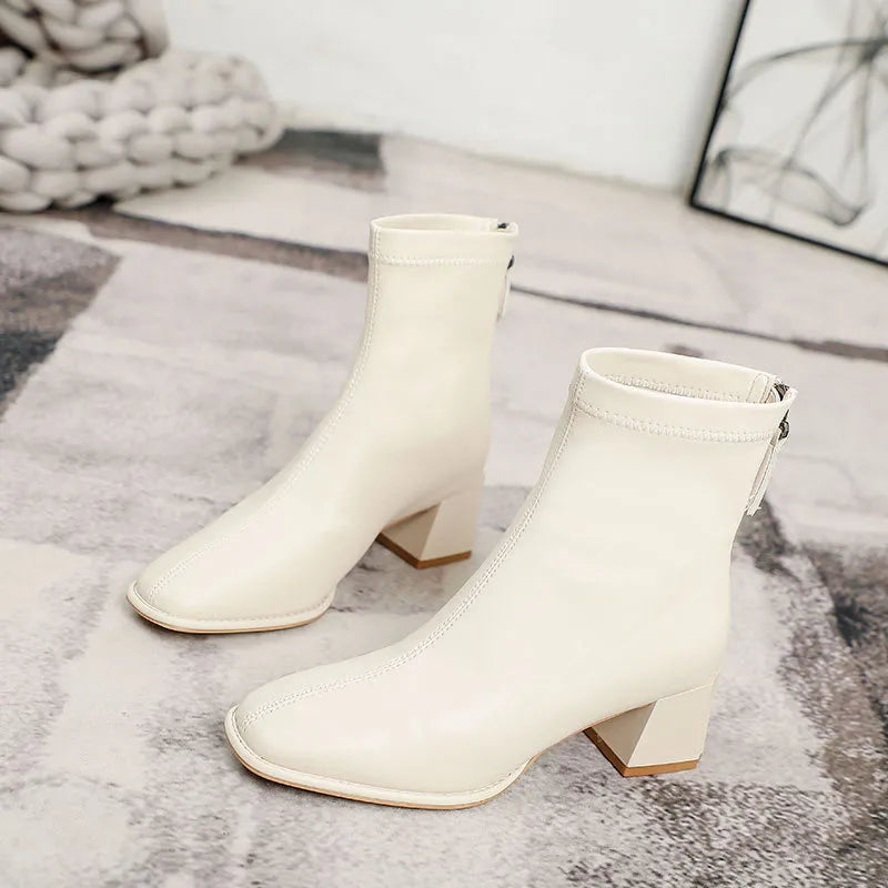 Darcy Sorrento — Round Toe Block Heels Boots Fashion Footwear, alternate view 9