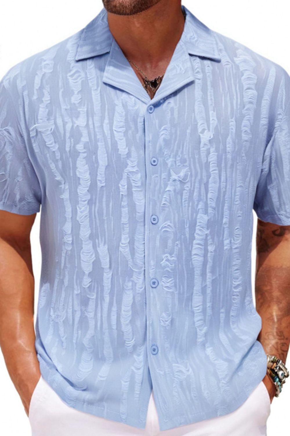 Olivier — Men's Plus Size Collared Neck Short Sleeve Shirt