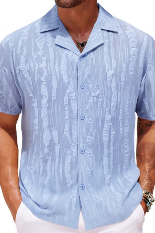 Men's Plus Size Collared Neck Short Sleeve Shirt - Opulent Empire