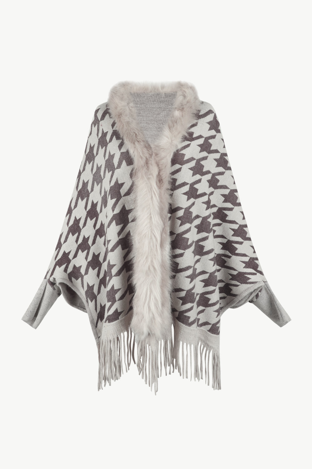 Jules Versailles — Houndstooth Fringe Hem Poncho, alternate view 5