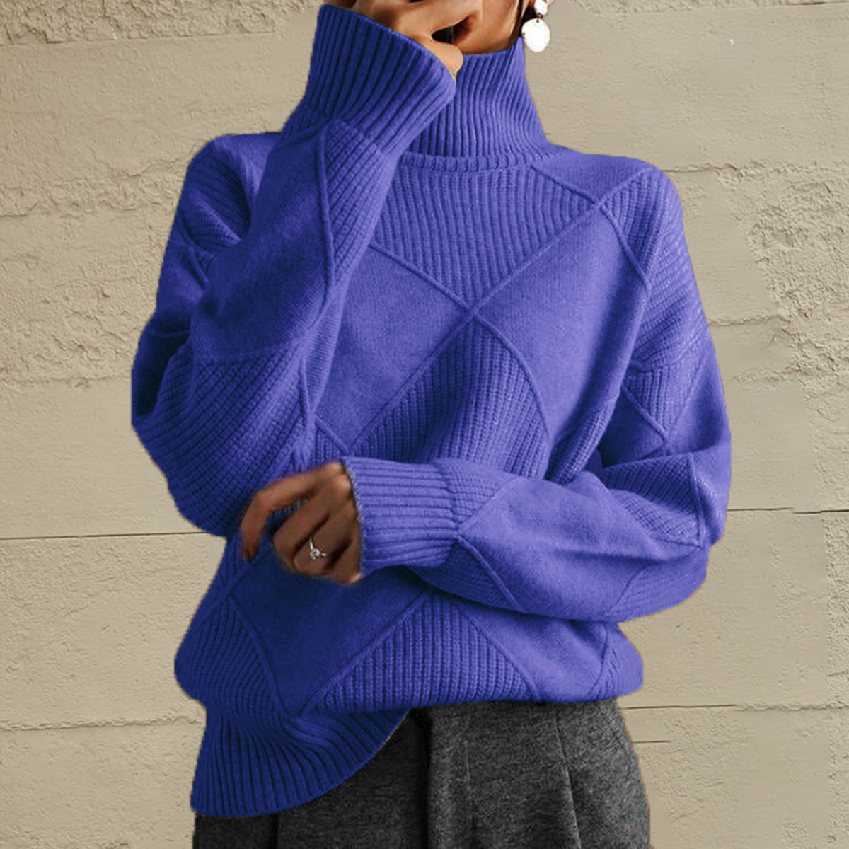 Emery Rivière — Geometric Turtleneck Long Sleeve Sweater, alternate view 19