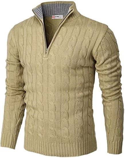 Casual Slim Pullover Long Sleeve Knitted Zip Sweater - Opulent EmpireCasual Slim Pullover Long Sleeve Knitted Zip SweaterOpulent EmpireClothing