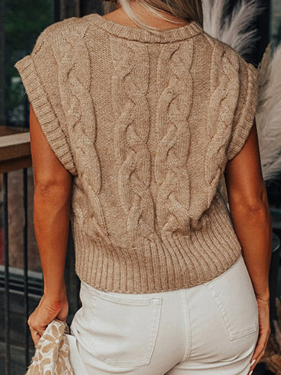 Marlowe Rousseau — Cable-Knit Round Neck Sweater, alternate view 2