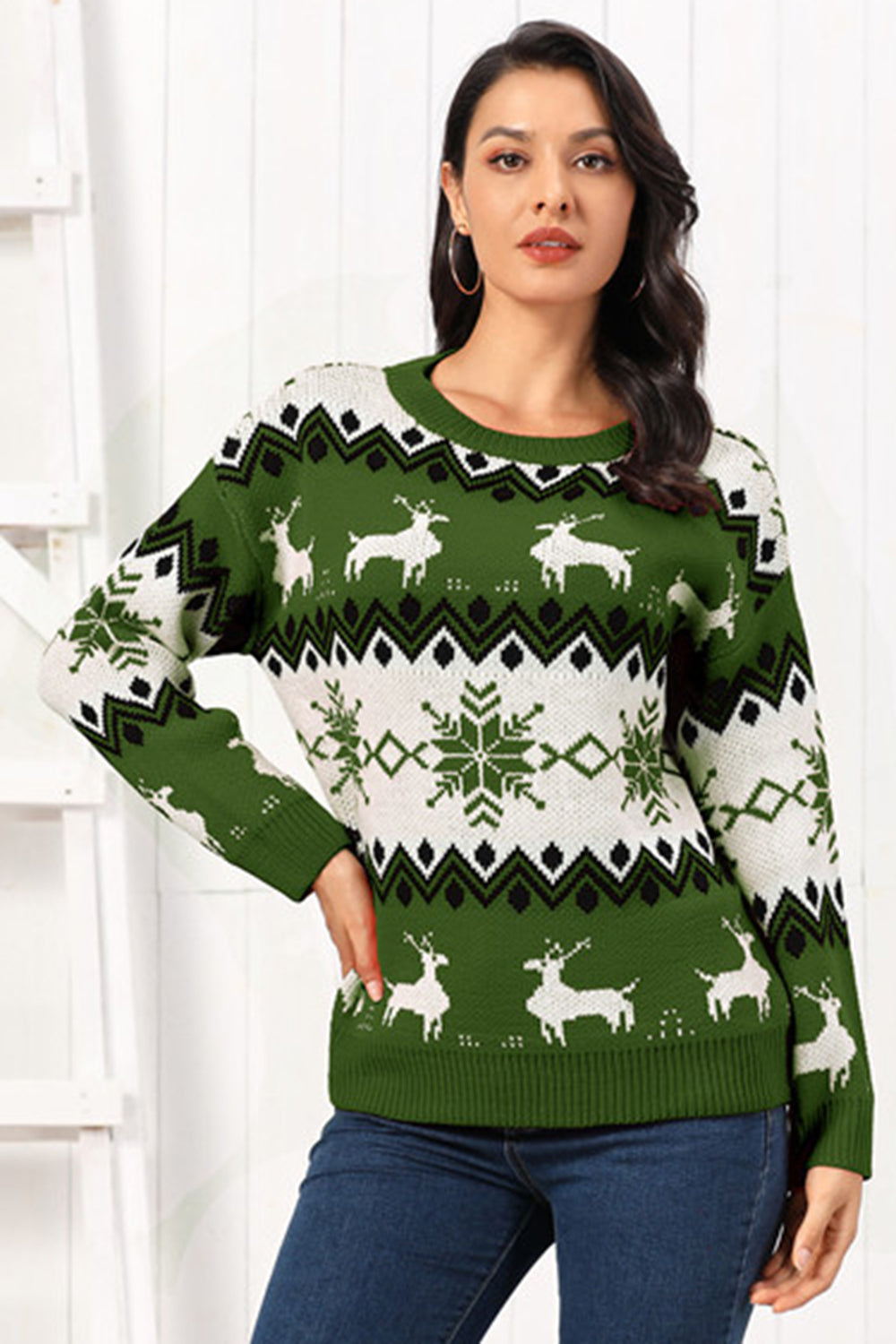 Onyx Rivière — Reindeer Round Neck Sweater, alternate view 6
