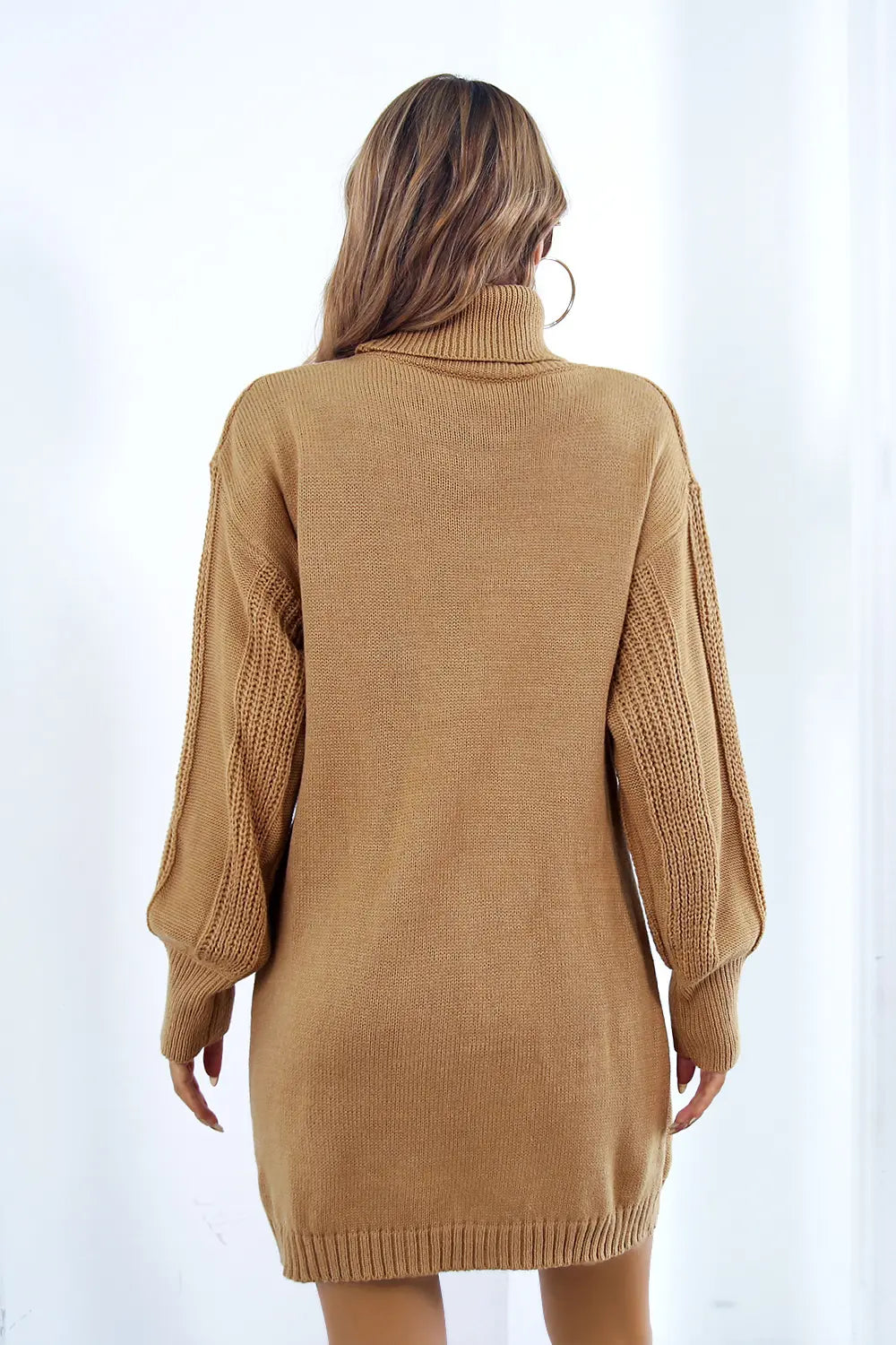Wren Delacroix — Openwork Turtleneck Long Sleeve Sweater Dress, alternate view 6