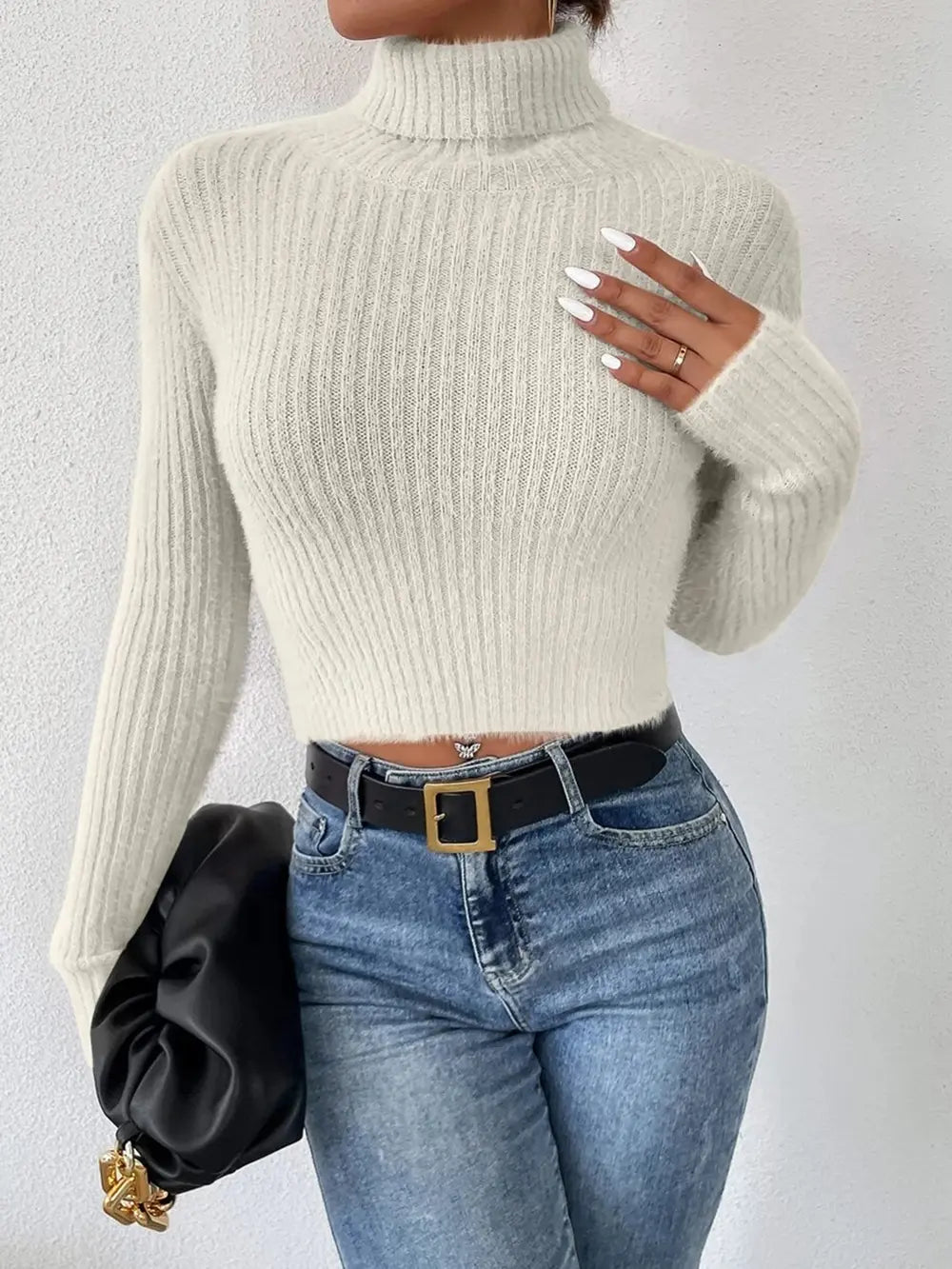 Harbor Fontaine — Ribbed Turtleneck Long Sleeve Sweater, alternate view 12