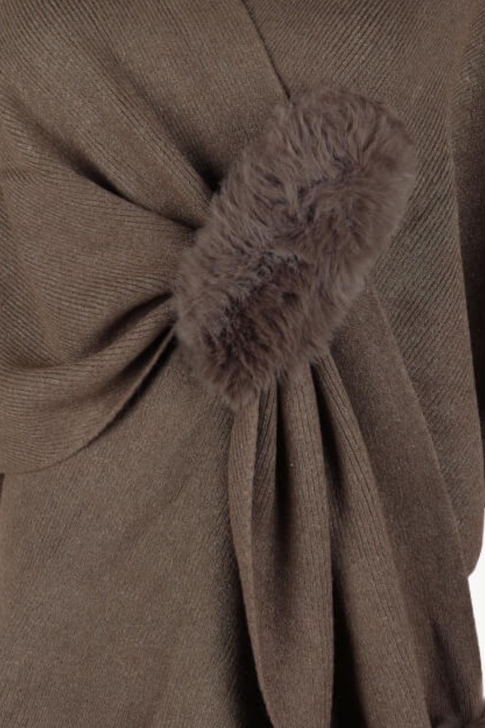 Perrin Sorrento — Surplice Neck Pom-Pom Trim Poncho, alternate view 6