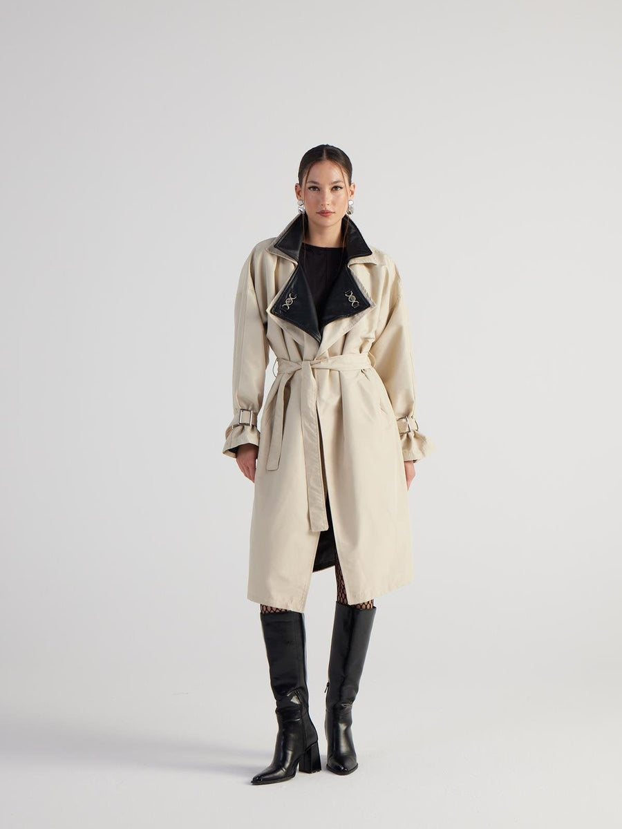 Cloak Beige Maxi Trench Coat