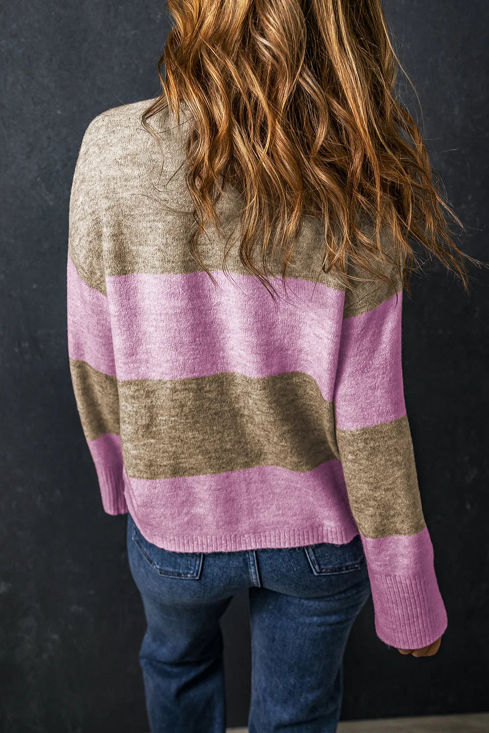 Onyx Bellamy — Color Block Round Neck Long Sleeve Sweater, alternate view 4