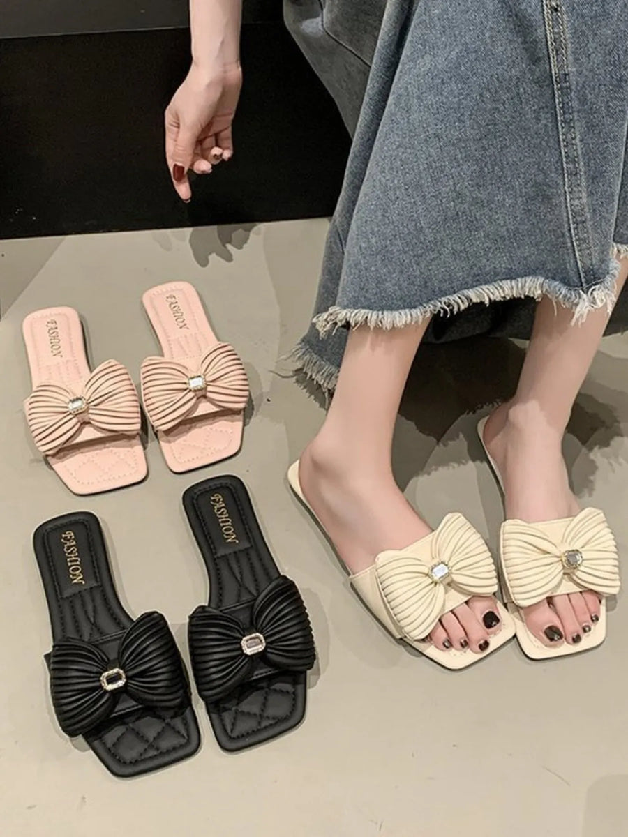 Onyx Sorrento — Bow-Knot Flat Sandals Fashion Footwear