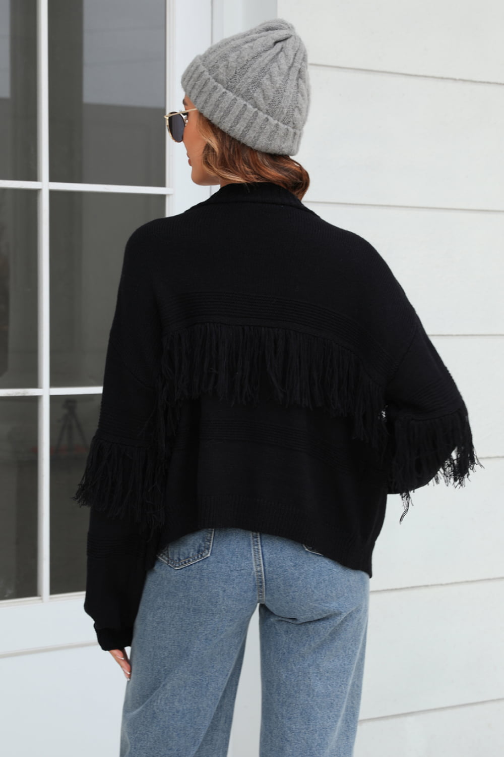 Rowan Rivière — Angel Wings Fringe Trim Open Front Cardigan, alternate view 18
