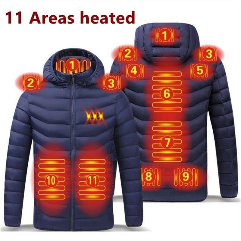 Boreal Arden blue hooded jacket, 11-zone heating illustration