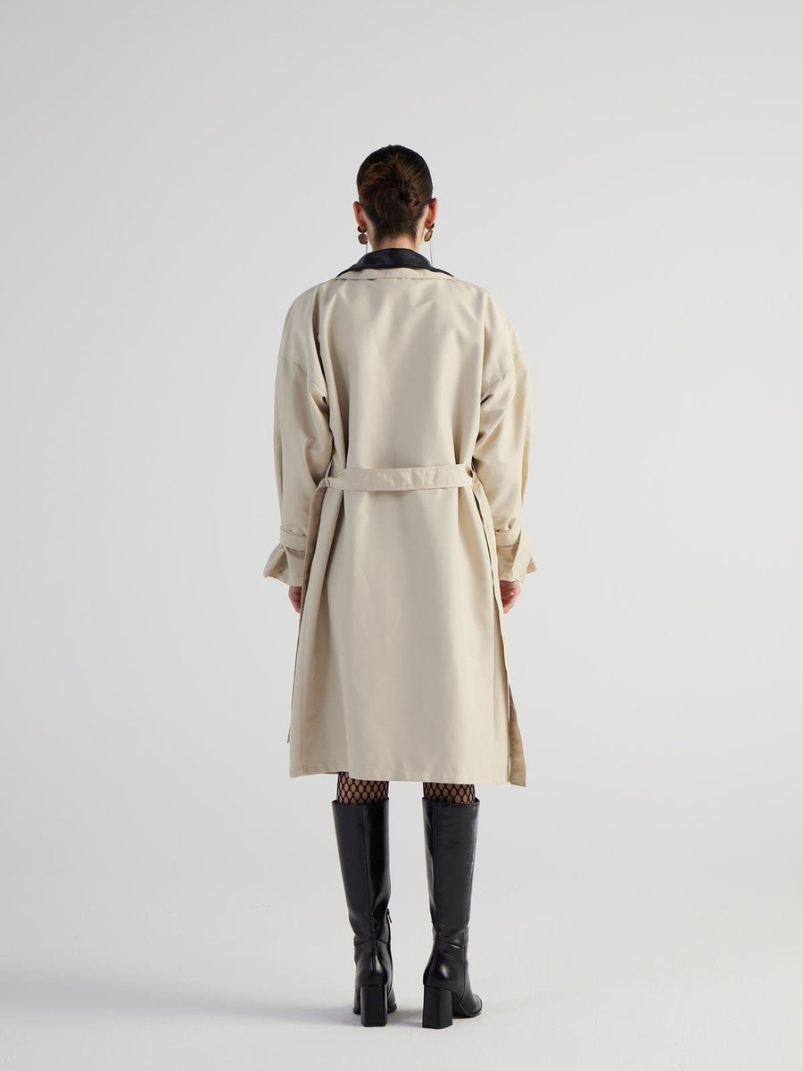 Cloak Beige Maxi Trench Coat