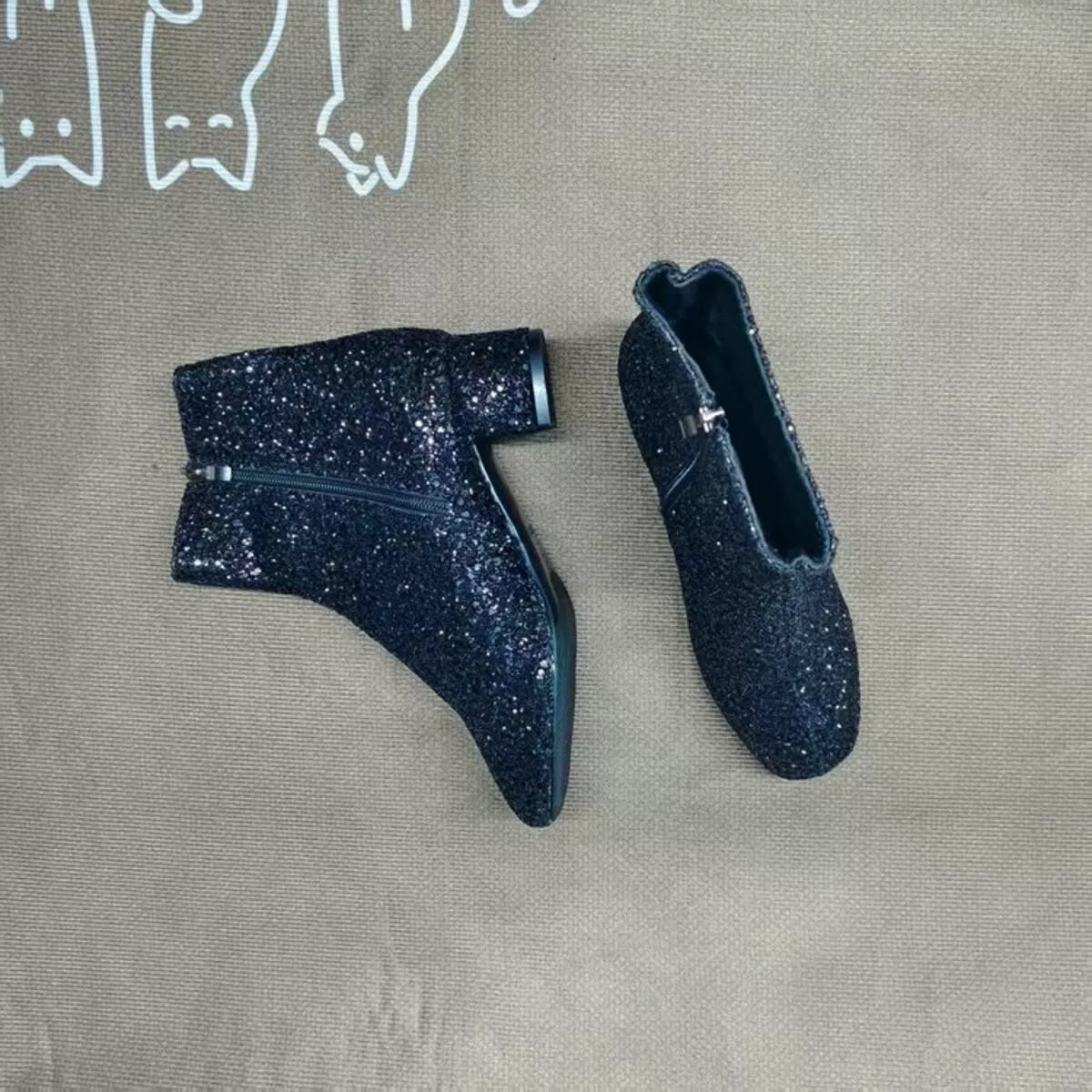 Bellamy Fiorenza — Sequin Block Heels Boots Fashion Footwear, alternate view 9
