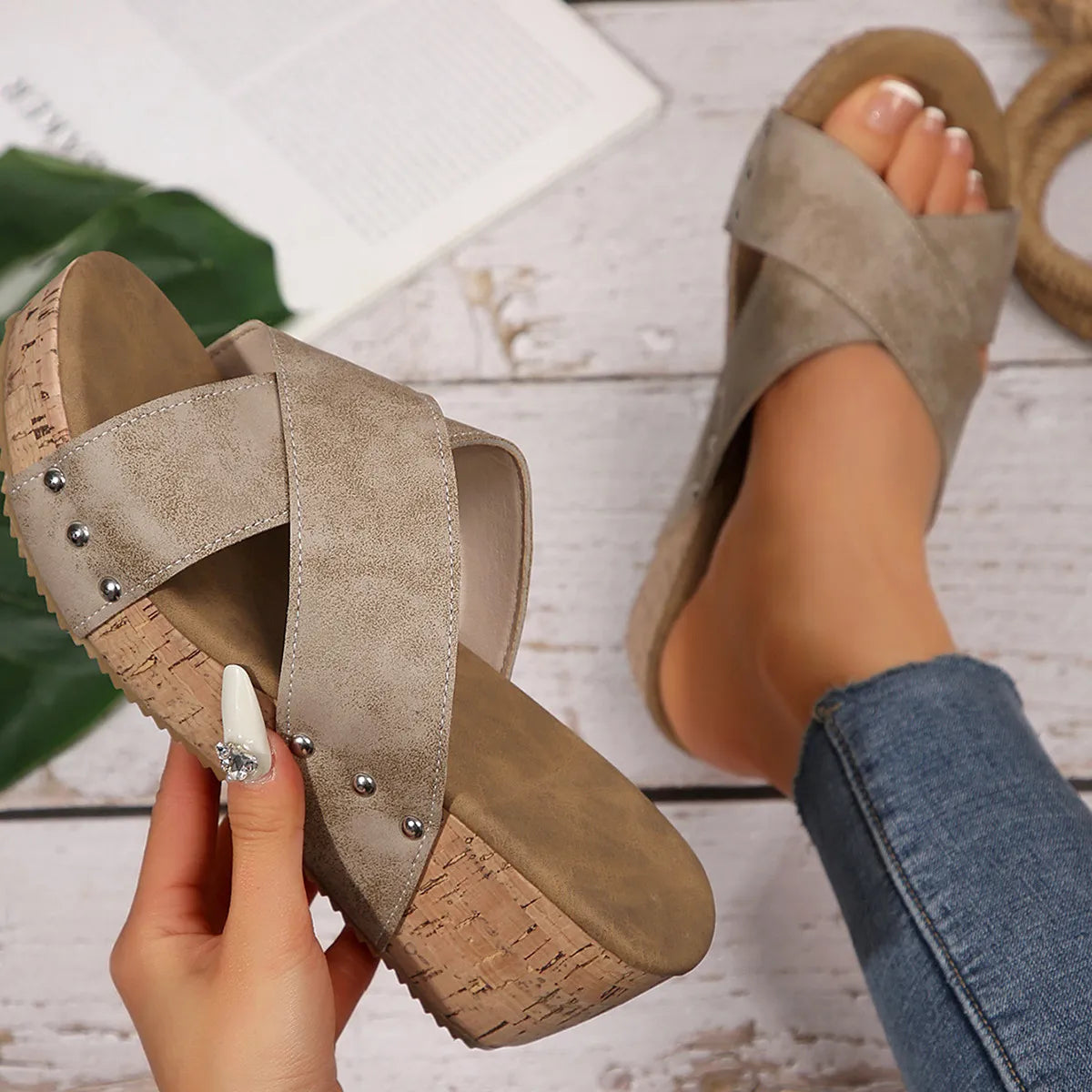 Sage Bellini — Crisscross Open Toe Wedge Sandals Fashion Footwear, alternate view 2