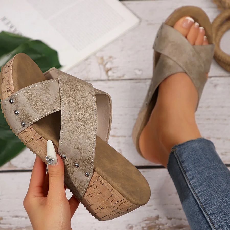 Sage Bellini — Crisscross Open Toe Wedge Sandals Fashion Footwear, alternate view 2